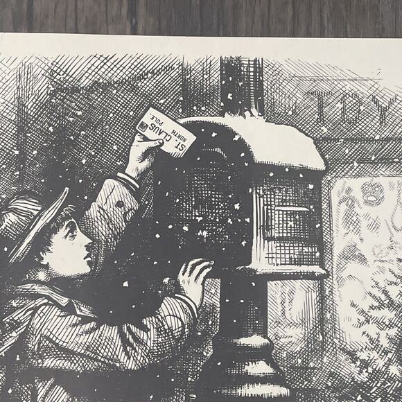 Christmas Post Thomas Nast Woodblock Engraved Print 1879 Harper's Weekly Rare - Picture 4 of 16